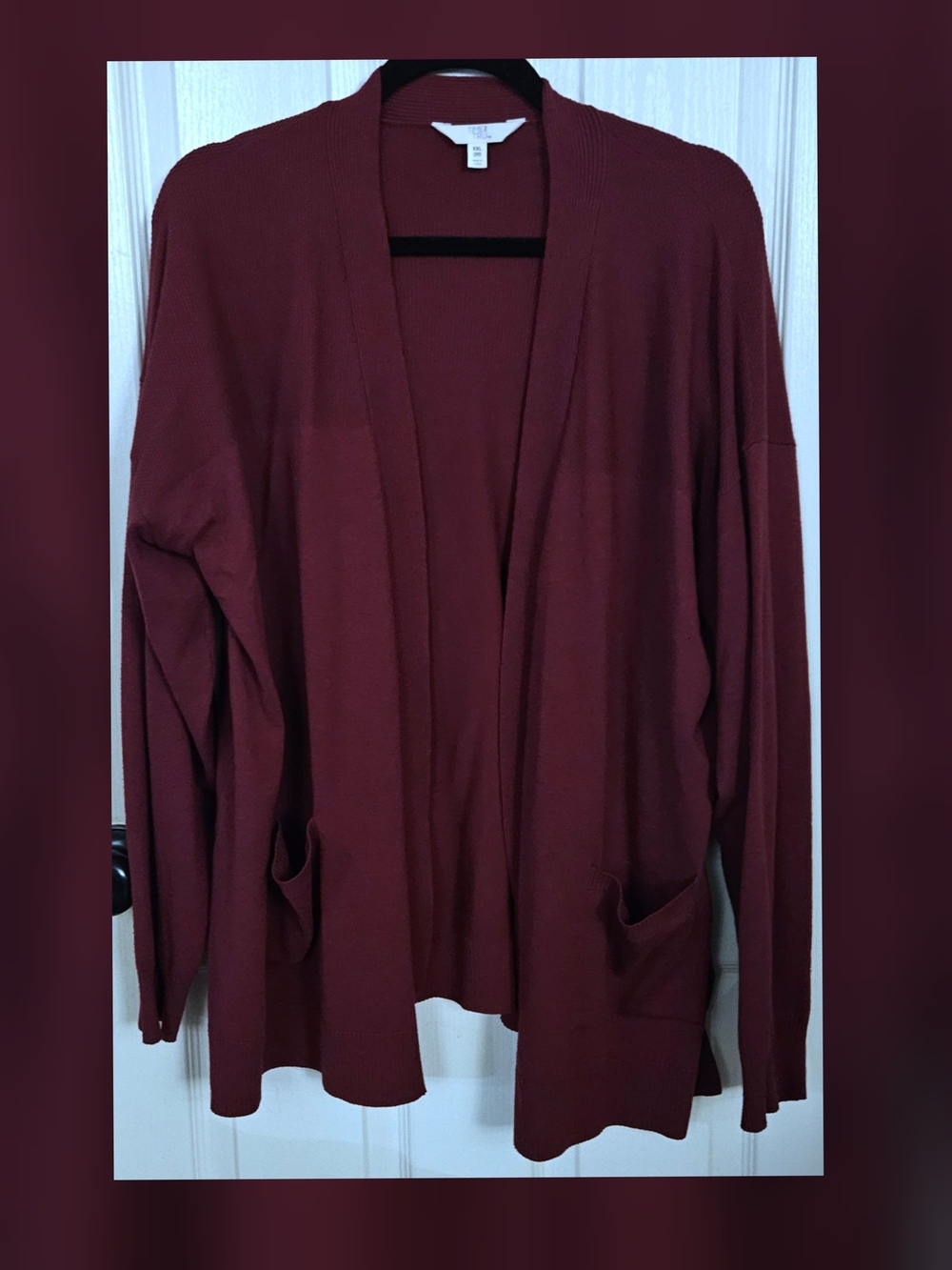 Terra & Sky Open-Front Cardigan in Wine